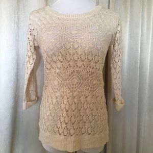Macramé Cream Pullover Sweater